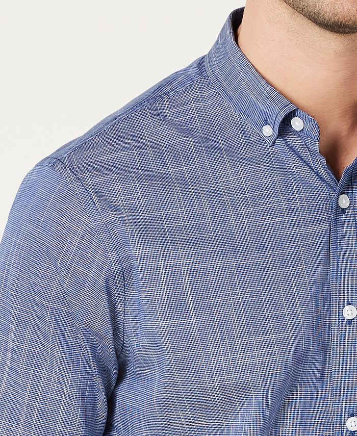 Men's Texture Check Stretch Cotton Shirt, Created For Macy's Club Room Men's Texture Check Stretch Cotton Shirt, Created For Macy's -macys shop