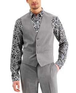 INC International Concepts Men's Slim-Fit Gray Solid Suit Vest, Created For Macy's