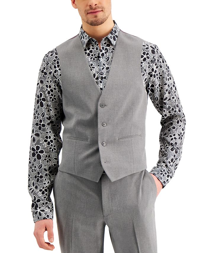 Men's Slim-Fit Gray Solid Suit Vest, Created For Macy's INC International Concepts Men's Slim-Fit Gray Solid Suit Vest, Created For Macy's -macys shop