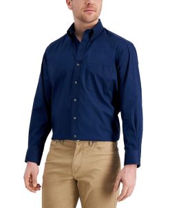 Club Room Men's Regular Fit Cotton Pinpoint Dress Shirt, Created For Macy's