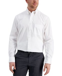 Club Room Men's Regular Fit Cotton Pinpoint Dress Shirt, Created For Macy's