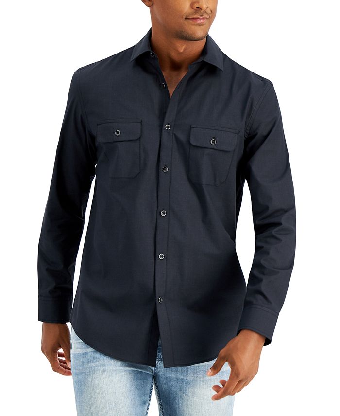 Men's Regular-Fit Solid Shirt, Created For Macy's Alfani Men's Regular-Fit Solid Shirt, Created For Macy's -macys shop
