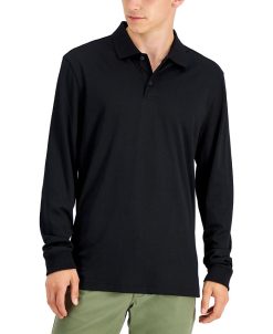 Alfani Men's Regular-Fit Solid Long-Sleeve Supima Polo Shirt, Created For Macy's