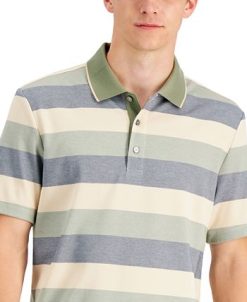 Alfani Men's Regular-Fit Striped Supima Blend Polo Shirt, Created For Macy's -macys shop 19411226 fpx