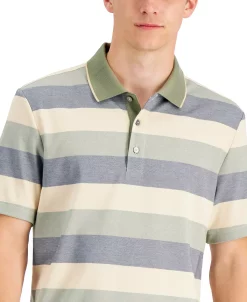 Alfani Men's Regular-Fit Striped Supima Blend Polo Shirt, Created For Macy's -macys shop 19411226 fpx
