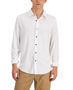 Alfani Men's Regular-Fit Supima Cotton Birdseye Shirt, Created For Macy's -macys shop 19411314 fpx