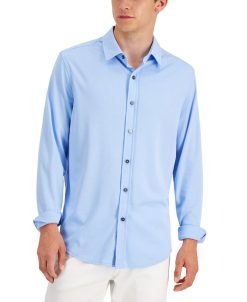 Alfani Men's Regular-Fit Supima Cotton Birdseye Shirt, Created For Macy's