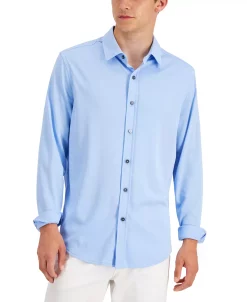 Alfani Men's Regular-Fit Supima Cotton Birdseye Shirt, Created For Macy's -macys shop 19411316 fpx