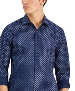 Alfani Men's Mini Medallion Print Shirt, Created For Macy's -macys shop 19411427 fpx