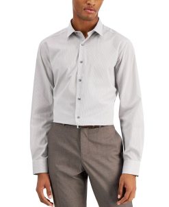 Alfani Men's Slim Fit Stripe Dress Shirt, Created For Macy's