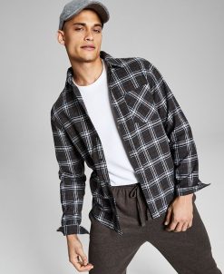 And Now This Men's Brushed Flannel Plaid Shirt