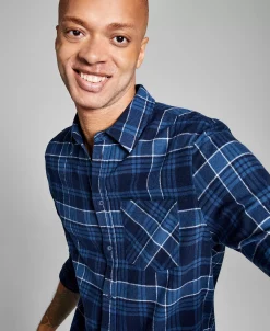 And Now This Men's Plaid Brushed Flannel Shirt -macys shop 20343112 fpx