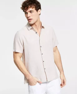 INC International Concepts Men's Regular-Fit Linen Shirt, Created For Macy's -macys shop 20663004 fpx