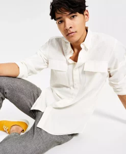 Sun + Stone Men's Sandro Dobby Long-Sleeve Button-Up Shirt, Created For Macy's -macys shop 20730212 fpx