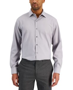 Alfani Men's Regular Fit 2-Way Stretch Herringbone Dress Shirt, Created For Macy's