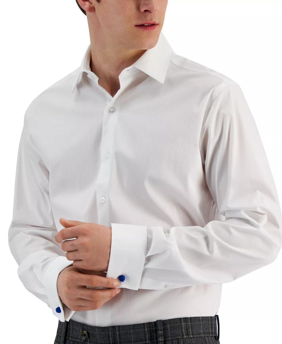 Men's Slim Fit 2-Way Stretch Stain Resistant French Cuff Dress Shirt, Created For Macy's Alfani Men's Slim Fit 2-Way Stretch Stain Resistant French Cuff Dress Shirt, Created For Macy's -macys shop