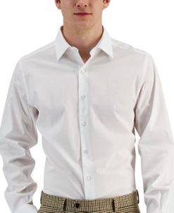 Alfani Men's Slim Fit 2-Way Stretch Stain Resistant Dress Shirt, Created For Macy's -macys shop 21001199 fpx