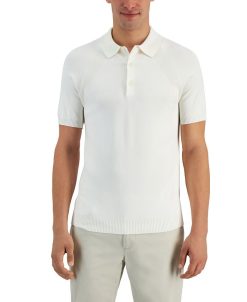 Alfani Men's Ribbed Raglan Sweater-Knit Polo Shirt, Created For Macy's