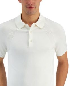 Alfani Men's Ribbed Raglan Sweater-Knit Polo Shirt, Created For Macy's -macys shop 21022456 fpx