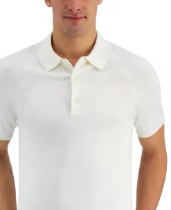 Alfani Men's Ribbed Raglan Sweater-Knit Polo Shirt, Created For Macy's -macys shop 21022456 fpx