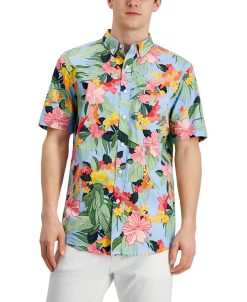 Club Room Men's Tropical-Print Shirt, Created For Macy's