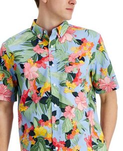 Club Room Men's Tropical-Print Shirt, Created For Macy's -macys shop 21056195 fpx