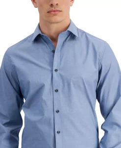 Bar III Men's Slim Fit Chambray Dress Shirt, Created For Macy's -macys shop 21064135 fpx