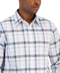 Club Room Men's Regular-Fit Plaid Poplin Shirt, Created For Macy's -macys shop 21104552 fpx