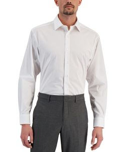 Alfani Men's Regular Fit 2-Way Stretch Stain Resistant Dress Shirt, Created For Macy's