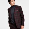 Bar III Men's Slim-Fit Burgundy Plaid Suit Separate Jacket, Created For Macy's 2 Bar III Men's Slim-Fit Burgundy Plaid Suit Separate Jacket, Created For Macy's -macys shop 21469243 fpx