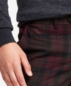 Bar III Men's Slim-Fit Burgundy Plaid Suit Separate Pants, Created For Macy's -macys shop 21469387 fpx