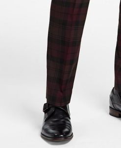 Bar III Men's Slim-Fit Burgundy Plaid Suit Separate Pants, Created For Macy's -macys shop 21469388 fpx