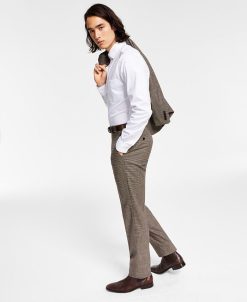 Bar III Men's Skinny-Fit Check Suit Separate Pants, Created For Macys