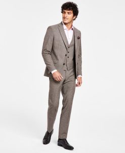 Bar III Men's Slim-Fit Check Vested Suit Separates, Created For Macy's