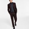 Bar III Men's Slim-Fit Burgundy Plaid Suit Separates, Created For Macy's -macys shop 21469542 fpx