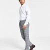 Alfani Men's Slim-Fit Black & White Pattern Suit Separate Pants, Created For Macy's
