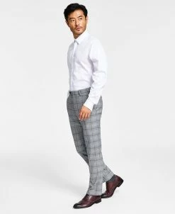 Alfani Men's Slim-Fit Black & White Pattern Suit Separate Pants, Created For Macy's