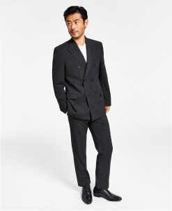 Alfani Men's Slim-Fit Double-Breasted Pinstripe Suit Separates, Created For Macy's