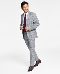 Alfani Men's Slim-Fit Black & White Pattern Suit Separates, Created For Macy's