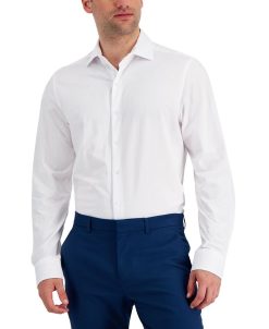Bar III Men's Slim-Fit Performance Stretch Solid Piqué Knit Dress Shirt, Created For Macy's