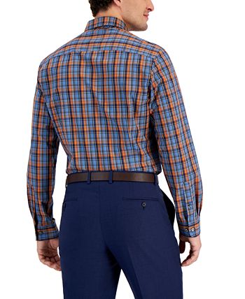 Men's Slim Fit 4-Way Stretch Plaid Dress Shirt, Created For Macy's Club Room Men's Slim Fit 4-Way Stretch Plaid Dress Shirt, Created For Macy's -macys shop