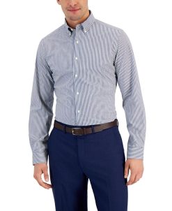 Club Room Men's Slim Fit 4-Way Stretch Stripe Dress Shirt, Created For Macy's