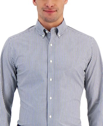 Men's Slim Fit 4-Way Stretch Stripe Dress Shirt, Created For Macy's Club Room Men's Slim Fit 4-Way Stretch Stripe Dress Shirt, Created For Macy's -macys shop