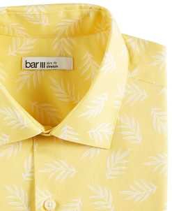 Bar III Men's Slim Fit Leaf-Print Dress Shirt, Created For Macy's -macys shop 21535892 fpx