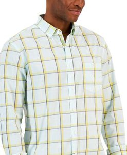 Club Room Men's Cresta Plaid Woven Long-Sleeve Single Pocket Shirt, Created For Macy's -macys shop 21621321 fpx
