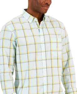 Club Room Men's Cresta Plaid Woven Long-Sleeve Single Pocket Shirt, Created For Macy's -macys shop 21621321 fpx