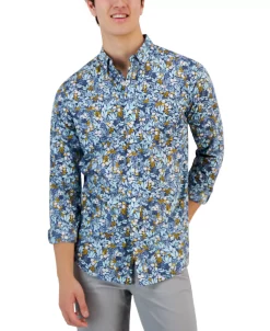 Club Room Men's Sasha Field Floral Print Woven Long-Sleeve Shirt, Created For Macy's -macys shop 21621355 fpx