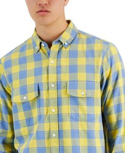 Club Room Men's Tac Plaid Double Faced Woven Long-Sleeve Shirt, Created For Macy's -macys shop 21621406 fpx