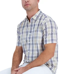 Club Room Men's Short-Sleeve Plaid Shirt, Created For Macy's -macys shop 21621518 fpx