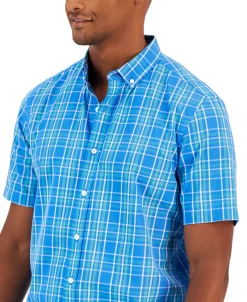 Club Room Men's Short-Sleeve Plaid Shirt, Created For Macy's -macys shop 21621522 fpx